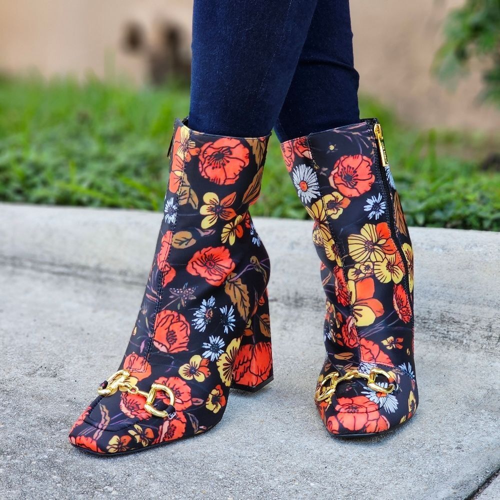 Floral Print Ankle Booties - Picture 3 of 6